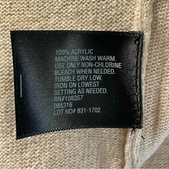 Worthington Sweater Women L Preppy Y2K Cozy V-Neck Neutral Effortless Oversized - Picture 9 of 9